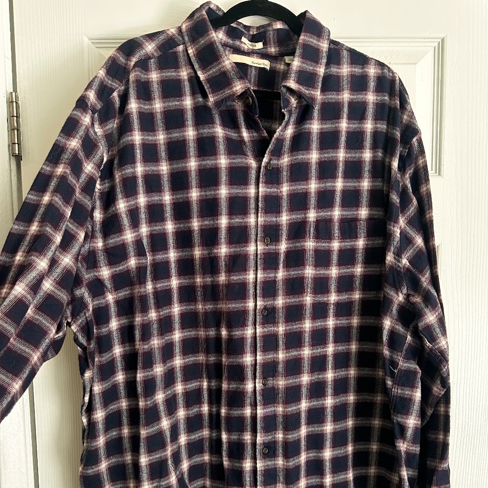 New HAWKER RYE  Plaid Long Sleeve Button Front Flannel Shirt Men